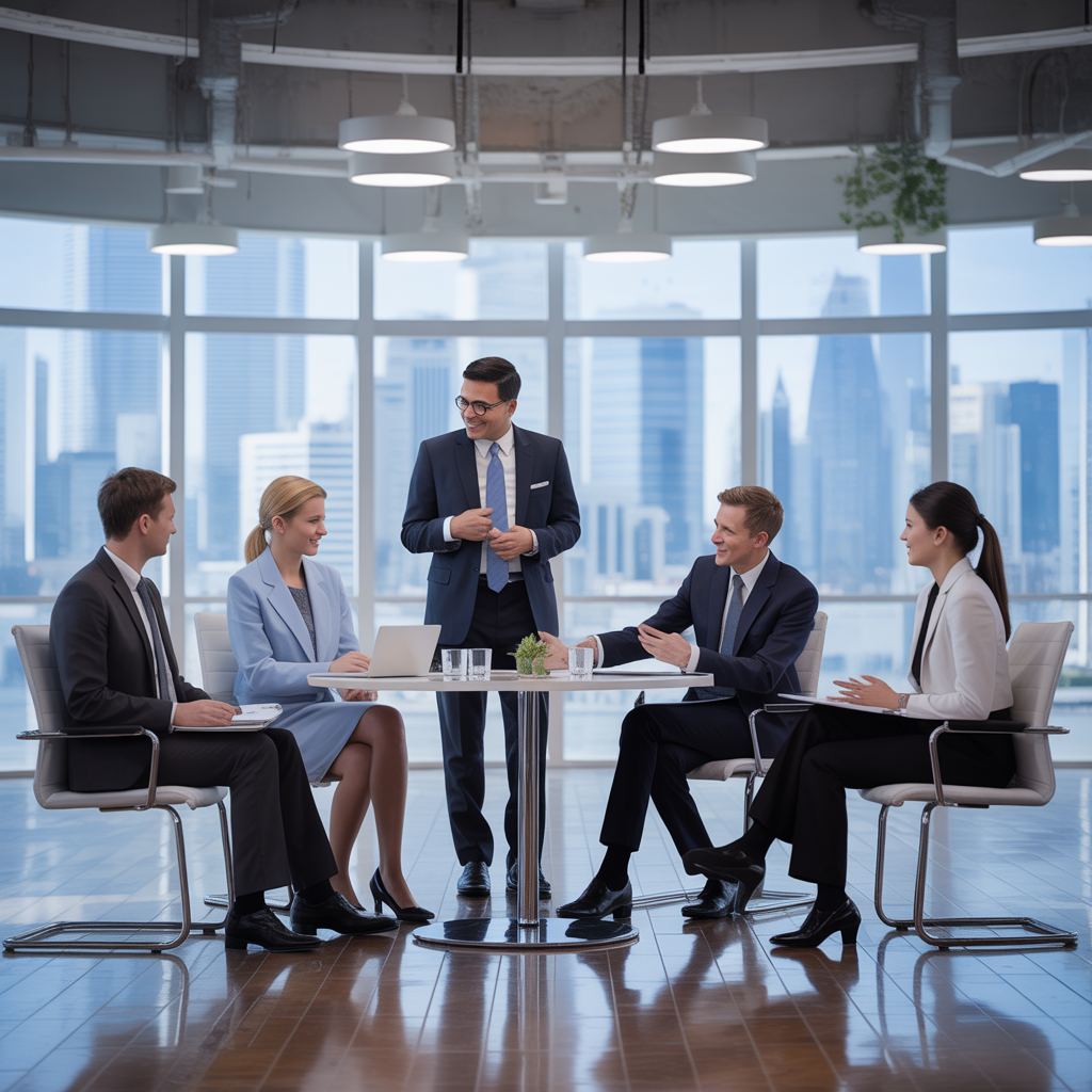 Équipe actuelle de l'entreprise, confiante et professionnelle
